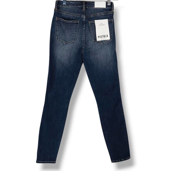 Pistola Aline High Rise Skinny Ankle Jeans Leather Piping Dark Wash NWT 26x27 - Picture 4 of 11